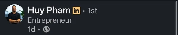 Bài đăng LinkedIn của Huy Pham, Entrepreneur