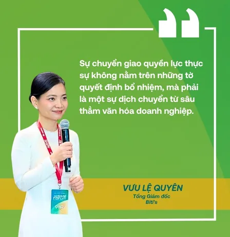Trích dẫn của Vưu Lệ Quyên về chuyển giao quyền lực và văn hóa doanh nghiệp