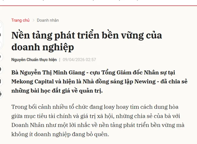 Article on the sustainable foundations of business in Diễn đàn Doanh nghiệp magazine