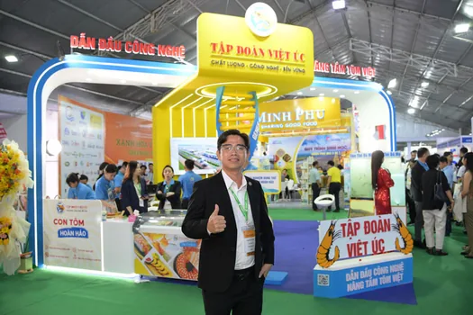 Mr. Nguyen Cong Can at the Viet Uc Seafood Corporation booth