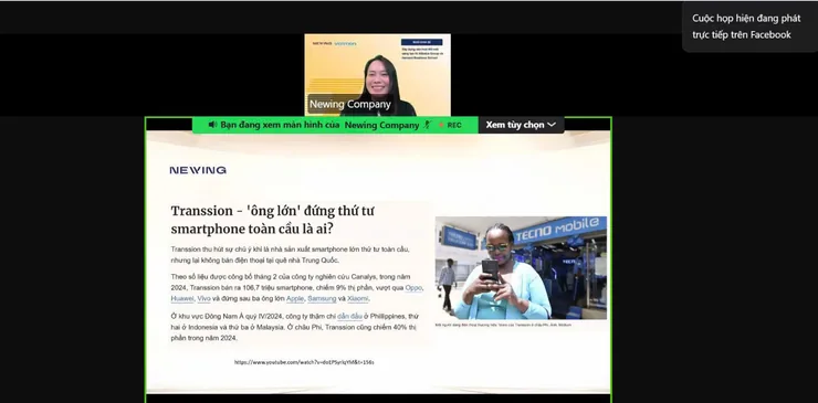 Screenshot of Ms. Minh Giang’s livestream